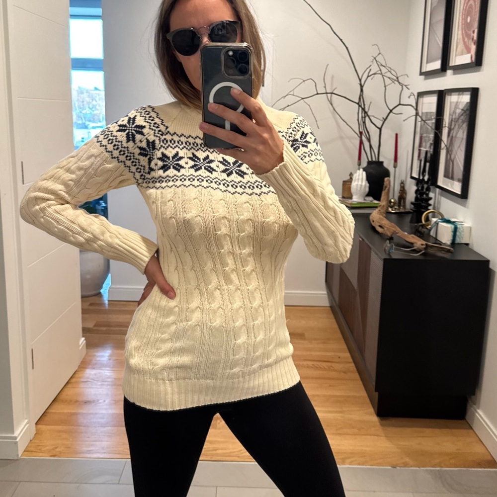 Superdry Cream and Navy Patterned Sweater